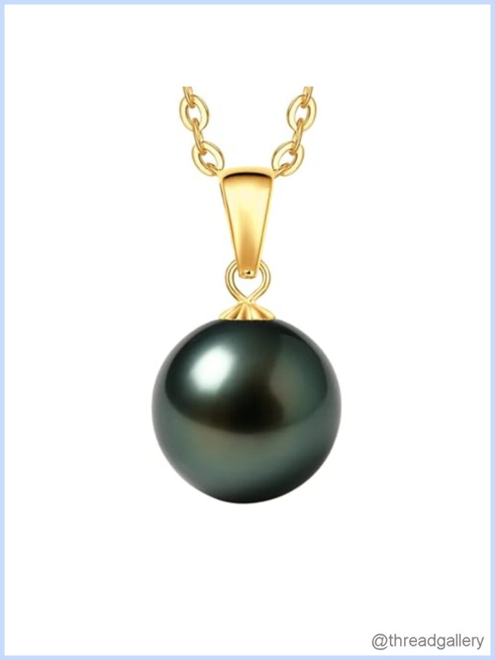 18K Solid Gold Tahitian Black Pearl Pendant Necklace Sterling Silver Chain